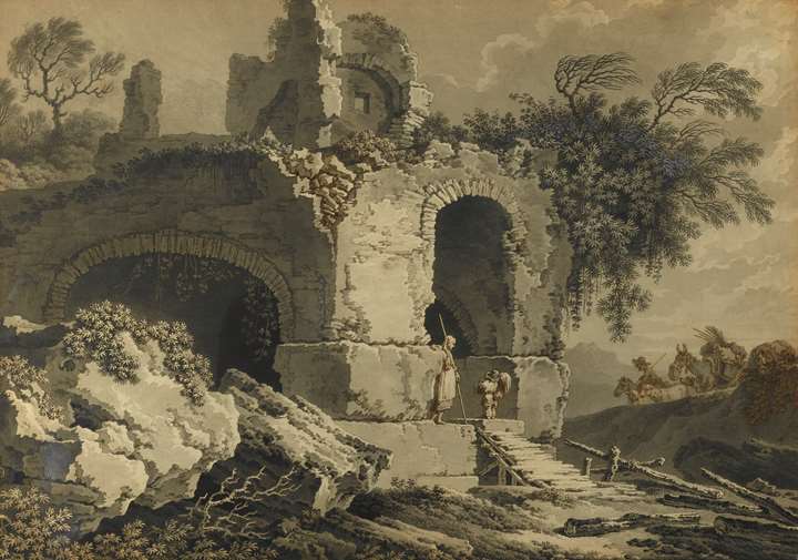 A Peasant Family and their Animals among Classical Ruins